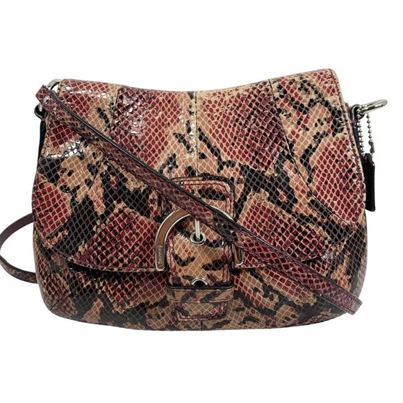 COACH Soho Purple/Pink Python Snakeskin Leather Mini Flap Crossbody F45648 - Picture 1 of 16